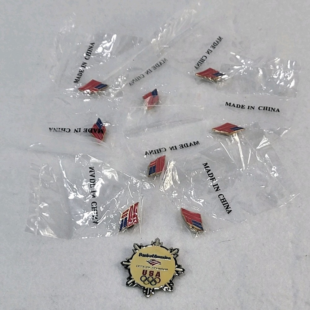 Bank of America USA Olympics Pin Lot Vintage Sponsor Lapel Hat Pin Set Enamel - Picture 2 of 9